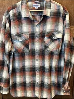 Carhartt Plaid Button-Down Shirt with Pearl Snaps
